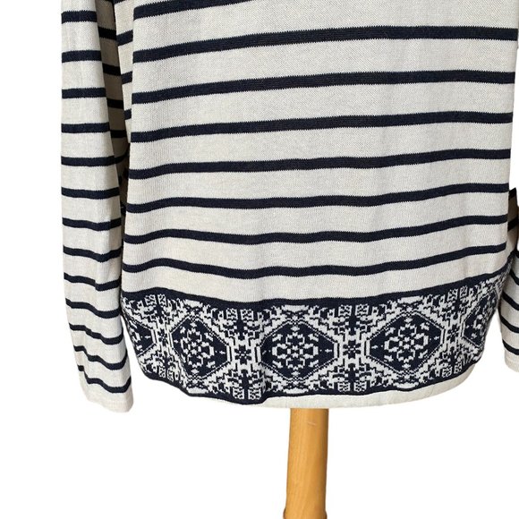 J. Jill Mariner Striped Damask Nautical Lace Up Lightweight Knit Pullover-L - Picture 8 of 13